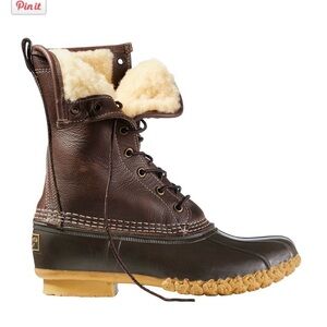 LL Bean Women's Bean Boots, 10" Shearling-Lined | Size 7 NARROW Width (DN)
